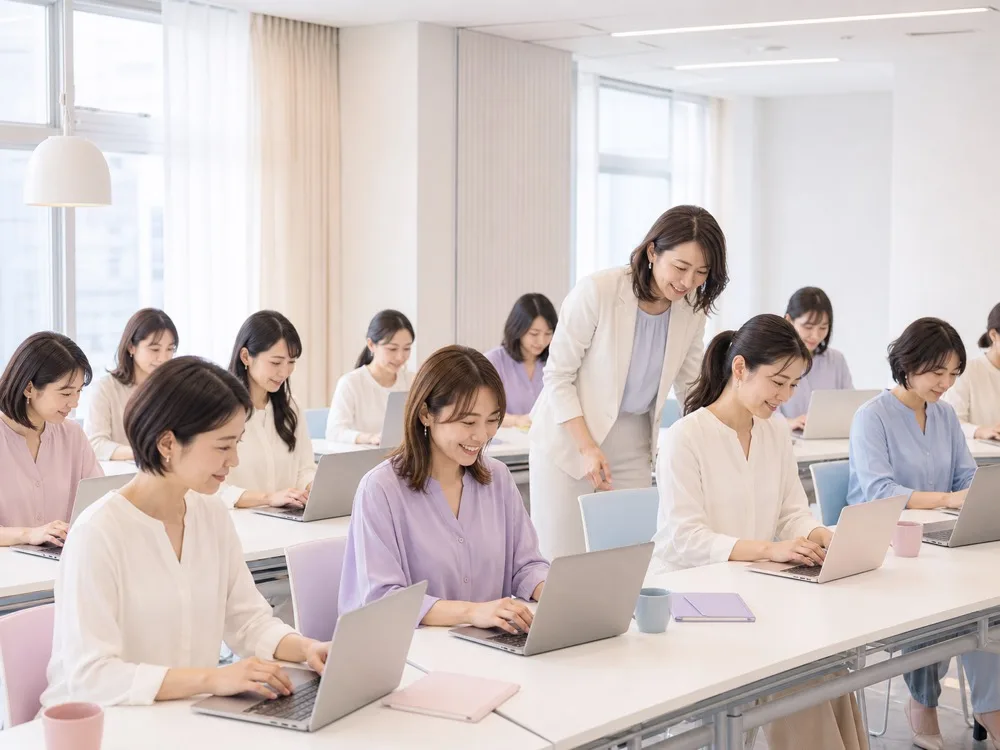 セミナー会場で参加者がノートパソコンを開いて手を動かしている様子